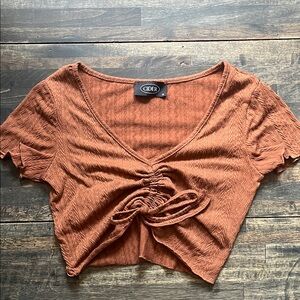 Cider Terracotta Textured Crop Top